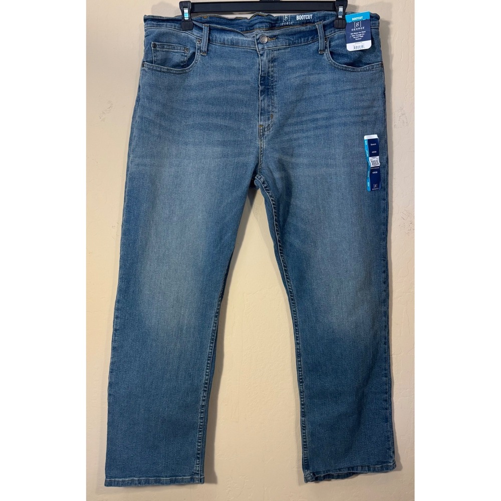 George Bootcut Jeans Men 42x30 Med Wash Blue Stretch Comfort Casual NEW